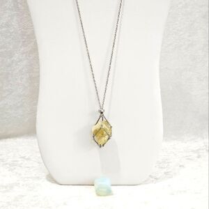 💎Citrine rough cage necklace. FREE tumbled stone.